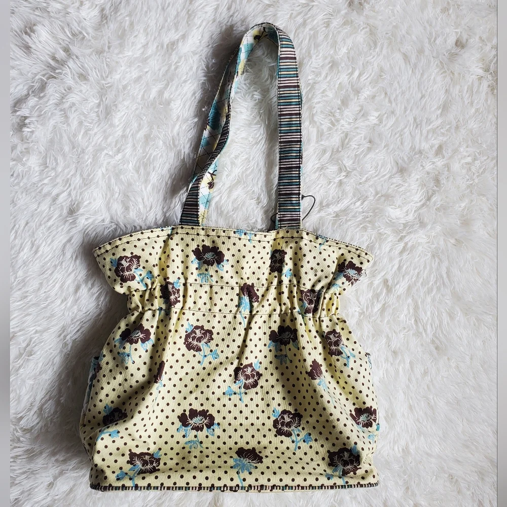 Vintage Y2k Quilted Floral Blue & Yellow Diaper Bag 2 Front Pockets NWOT NOS NDS - Picture 3 of 8